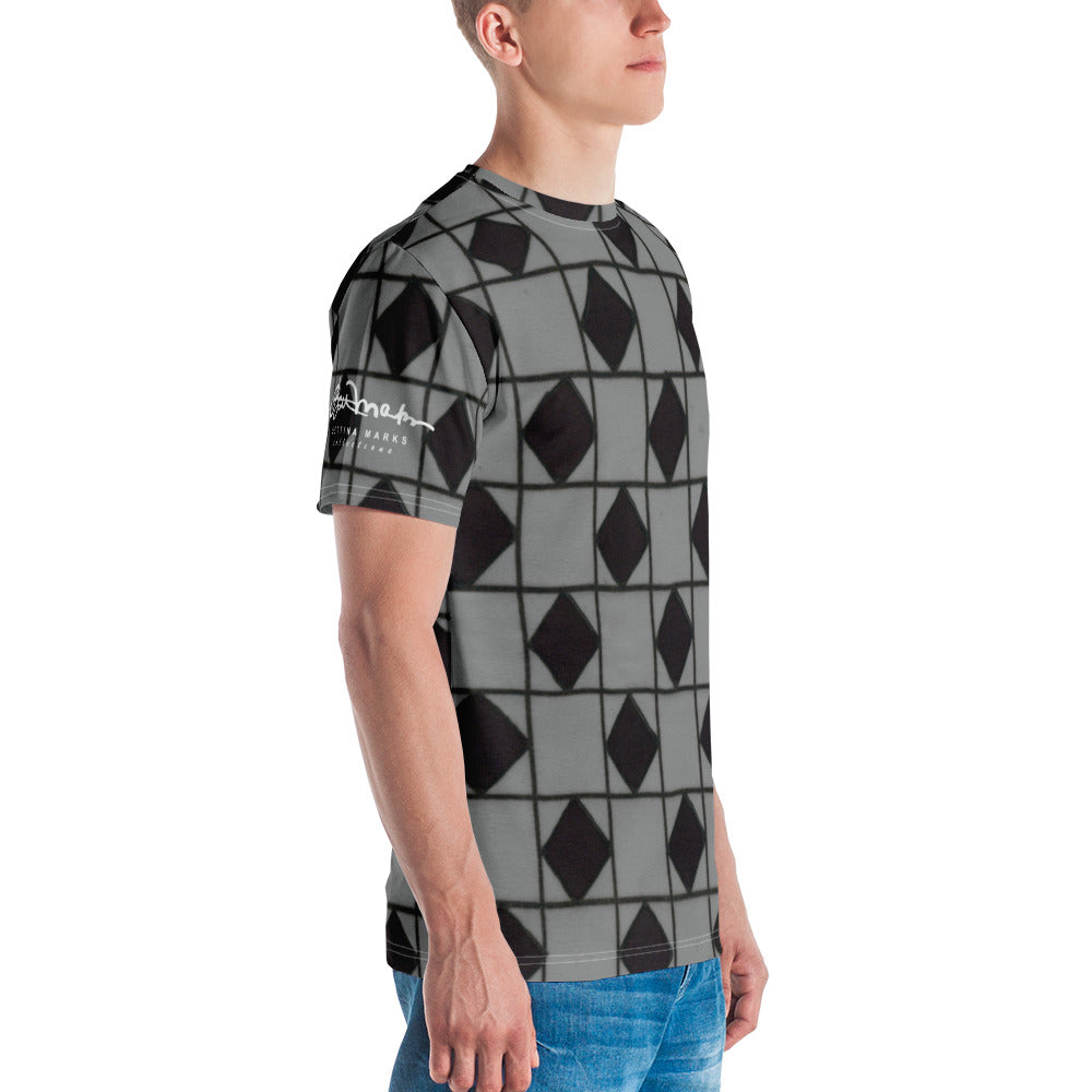 Grey Checkerboard Men's T-shirt