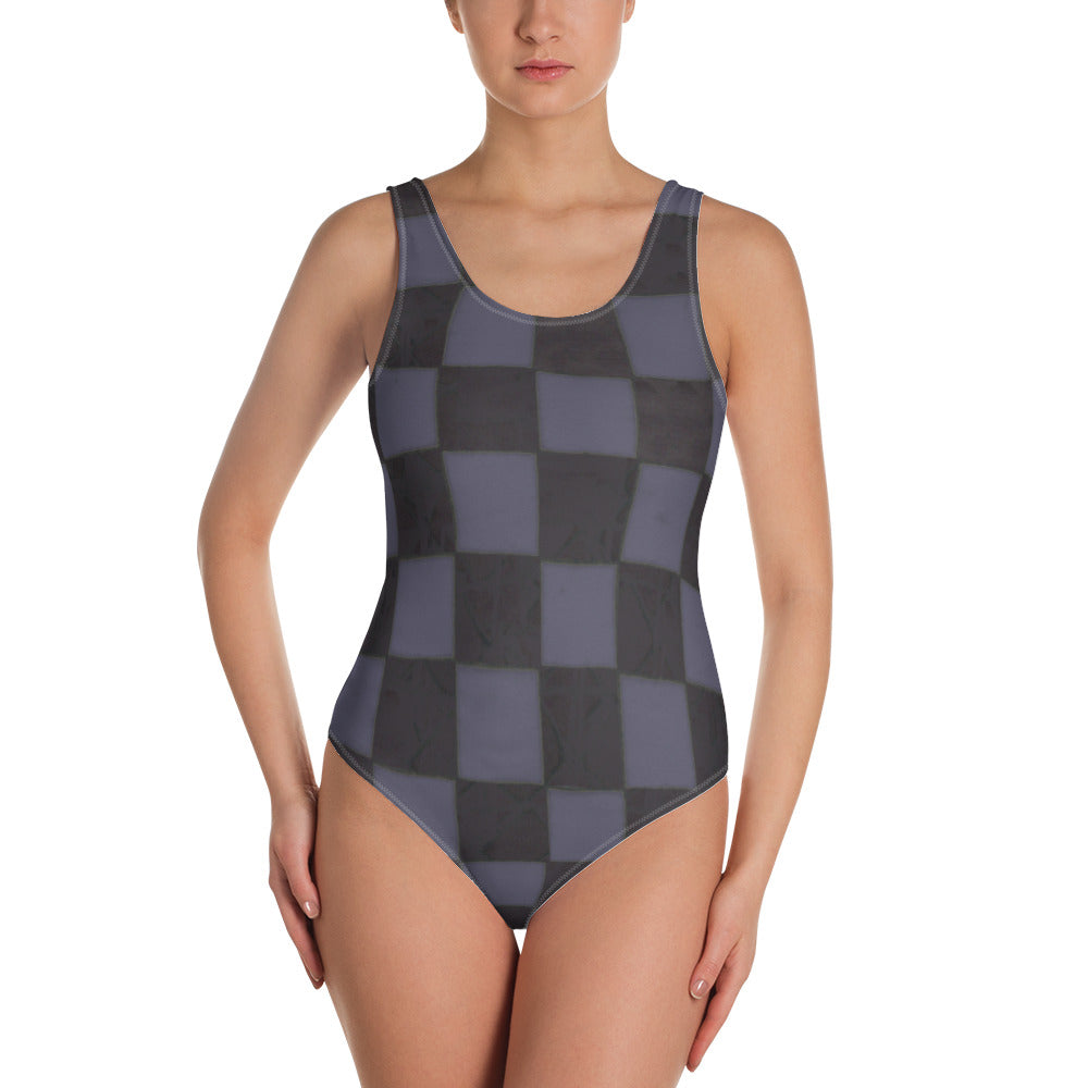 One-Piece Slate Checkerboard Swimsuit