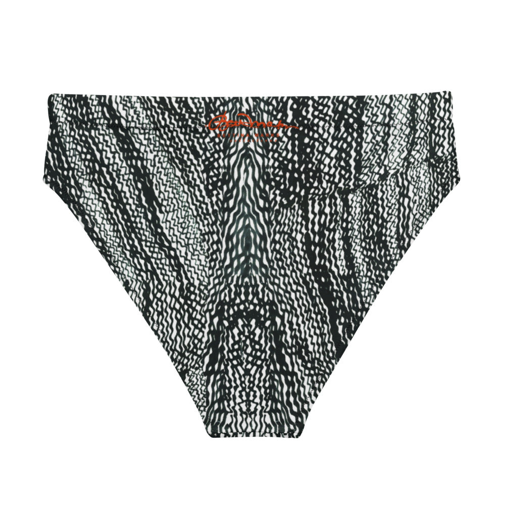 Tire Scribbles Recycled high-waisted bikini bathing suit bottom