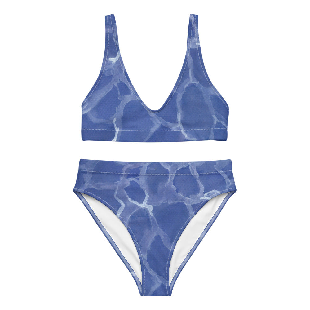 Blue Pool Recycled hi-waisted bikini bathing suit