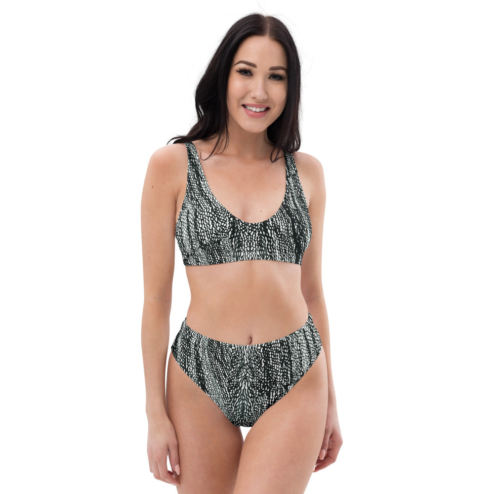 Tire Scribbles Recycled Hi-waisted bikini Bathing Suit