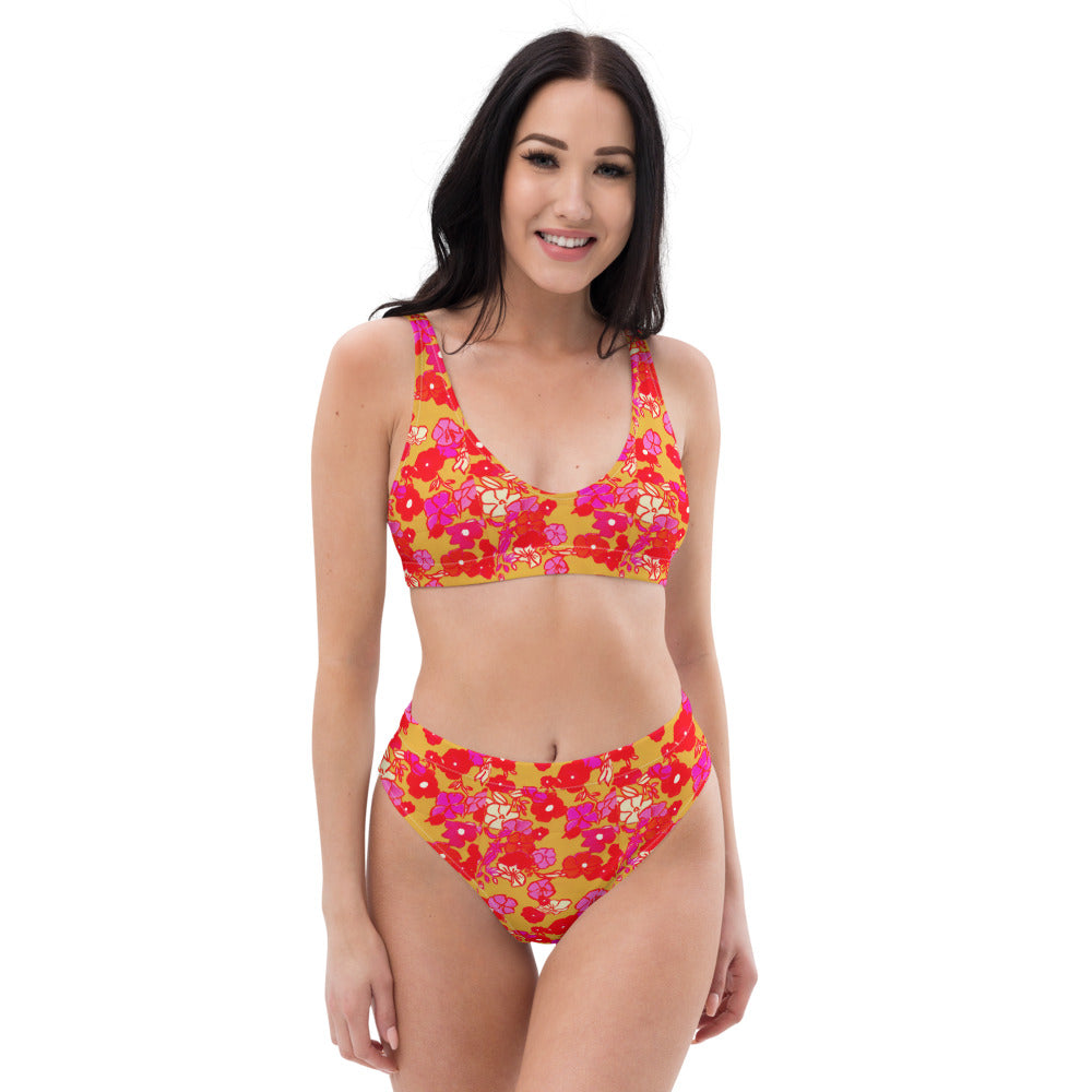 Ice Cream Floral Recycled high-waisted bikini