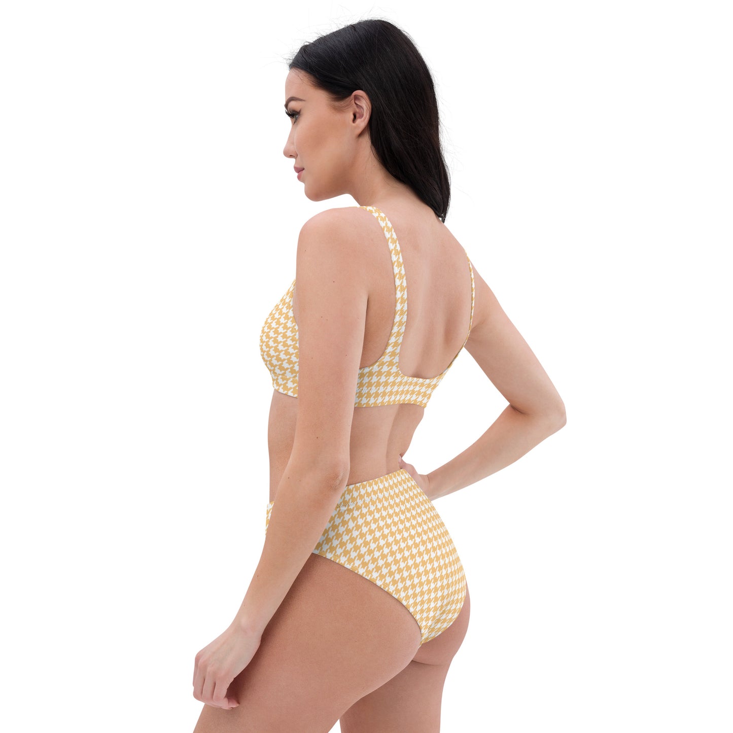 Banana Houndstooth Recycled high-waisted bikini