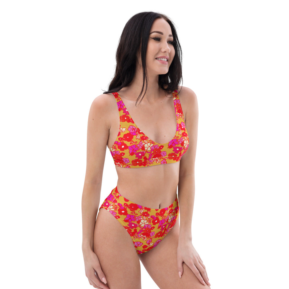Ice Cream Floral Recycled high-waisted bikini