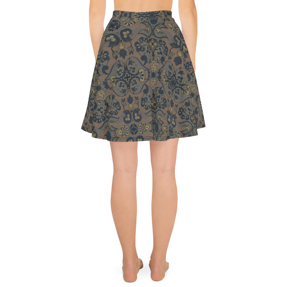 Not Quite Paisley On Light Brown Skater Skirt