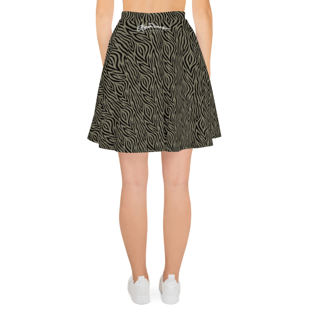 Khaki Zebra Skater Skirt