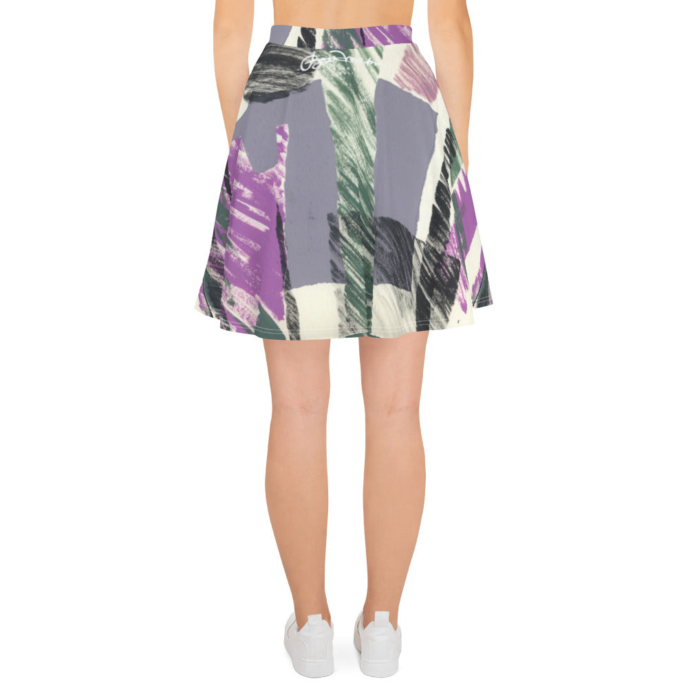 Abstract Collage Skater Skirt