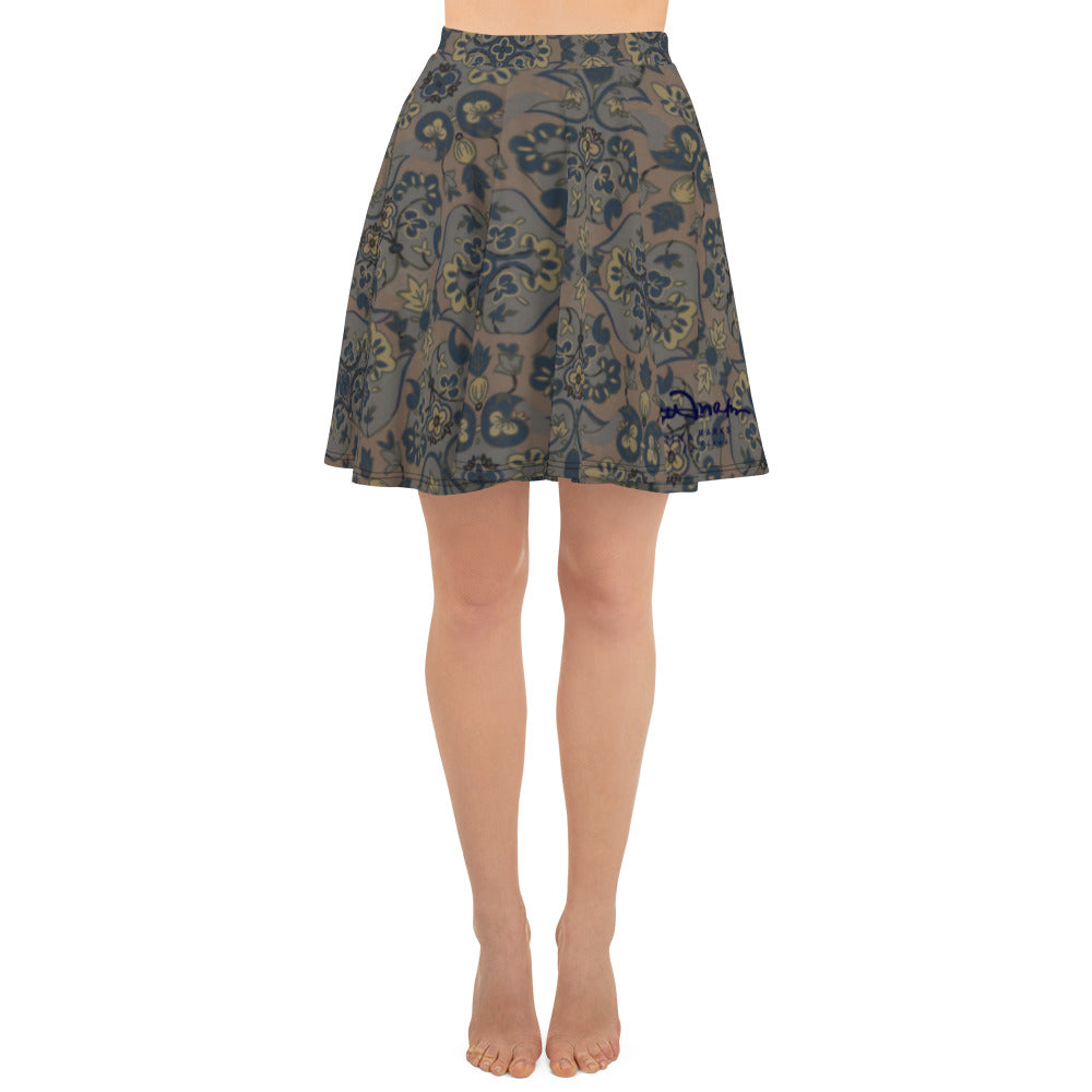 Not Quite Paisley On Light Brown Skater Skirt