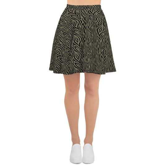 Khaki Zebra Skater Skirt