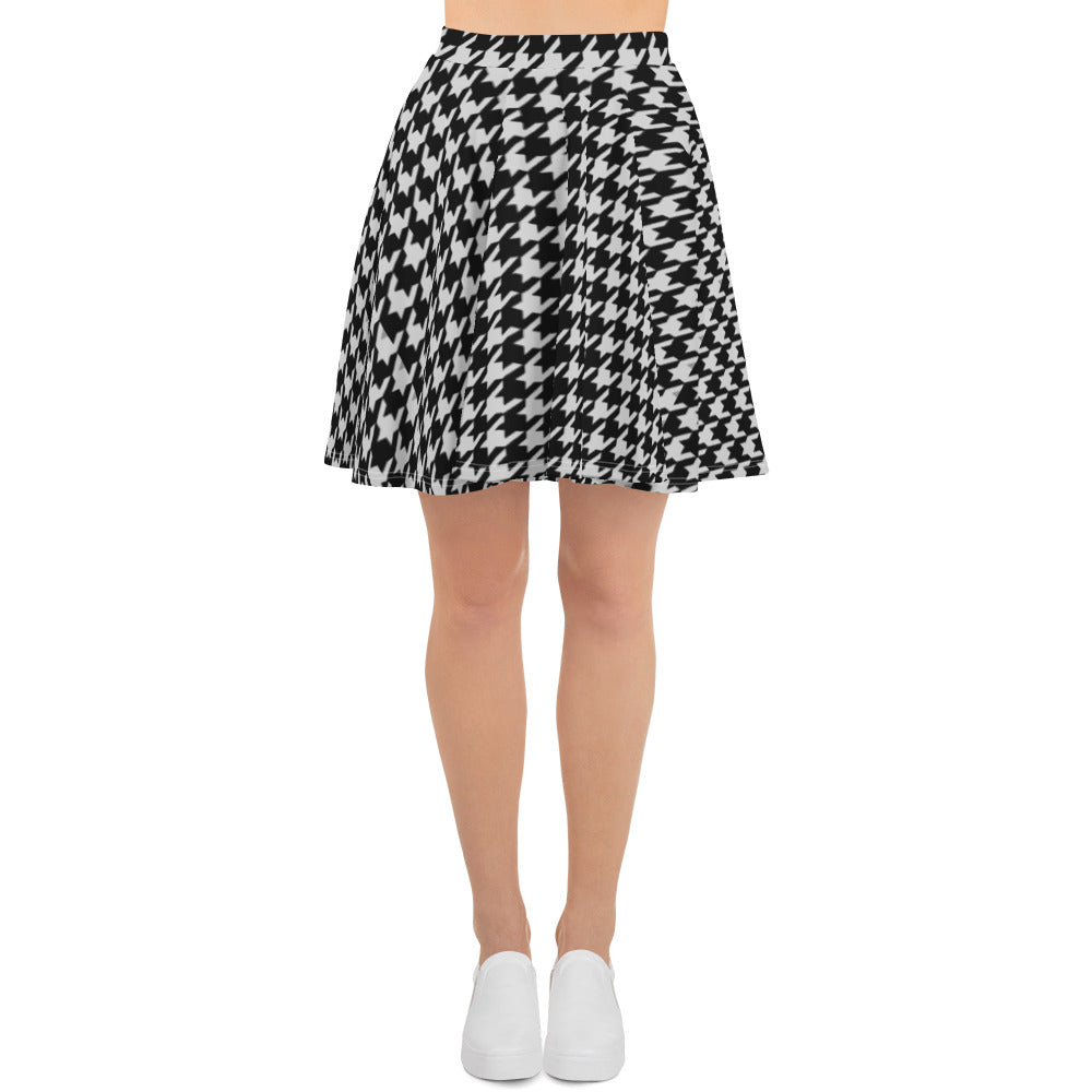 B&W Houndstooth Skater Skirt