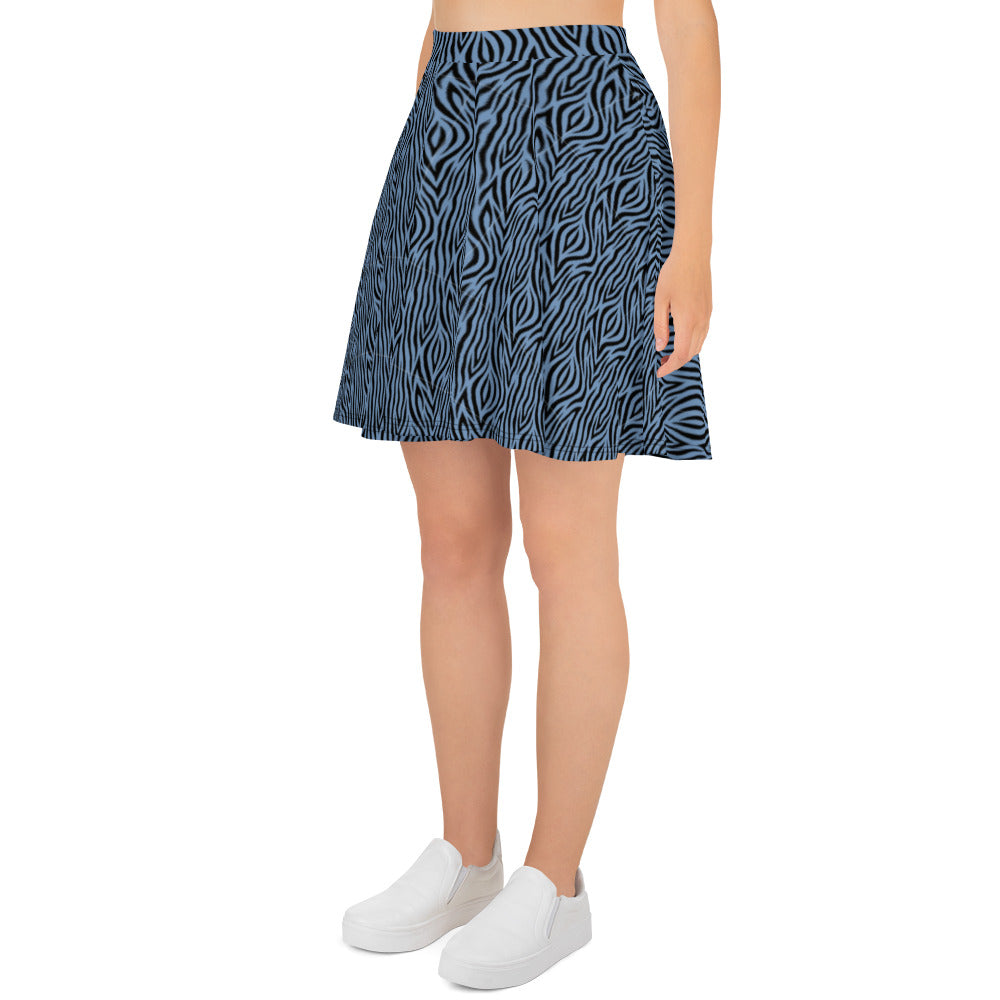 Blue Zebra Skater Skirt