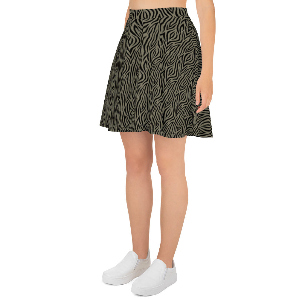 Khaki Zebra Skater Skirt