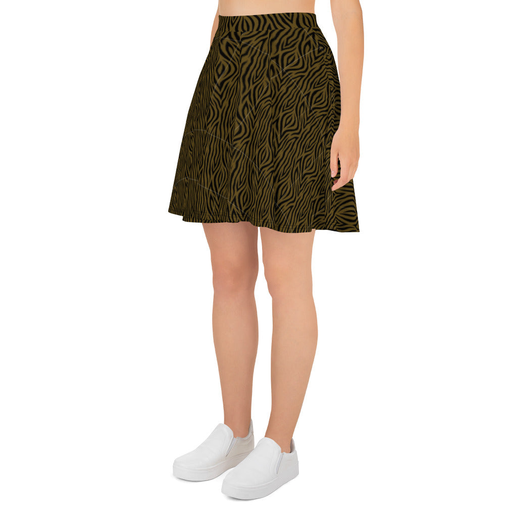 Olive Zebra Skater Skirt