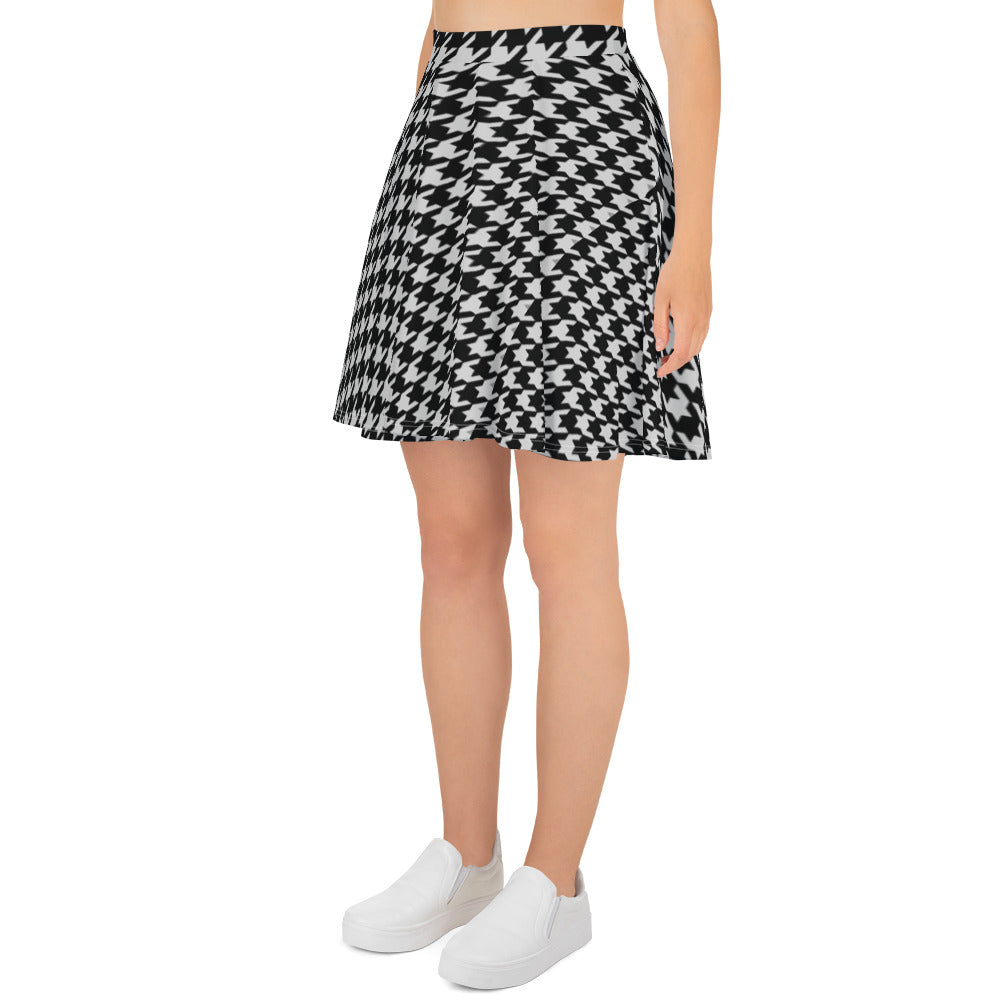 B&W Houndstooth Skater Skirt