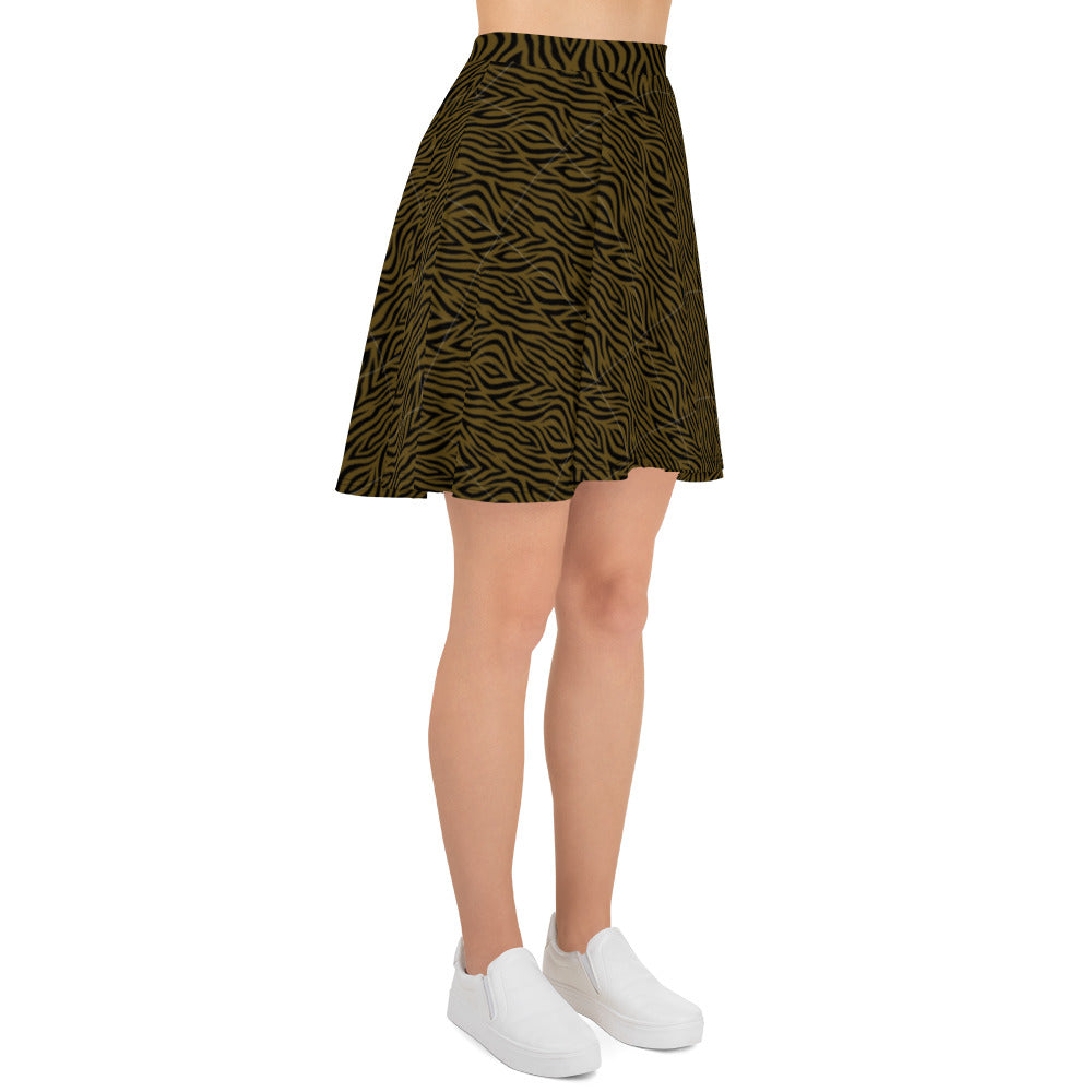 Olive Zebra Skater Skirt