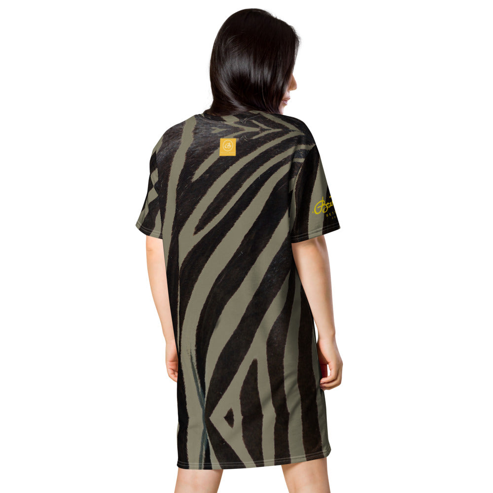 Khaki Zebra T-shirt dress