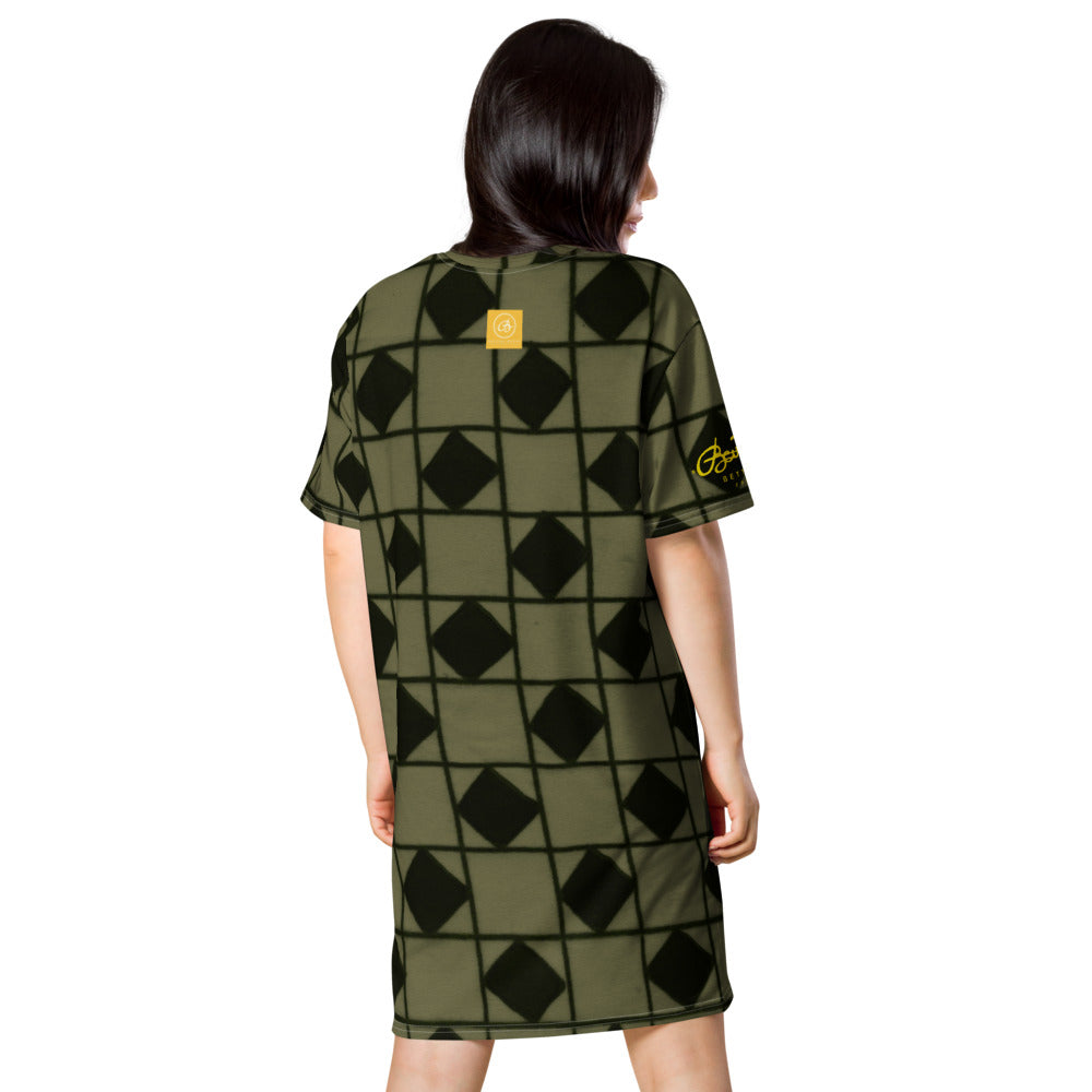 Khaki Optical T-shirt dress