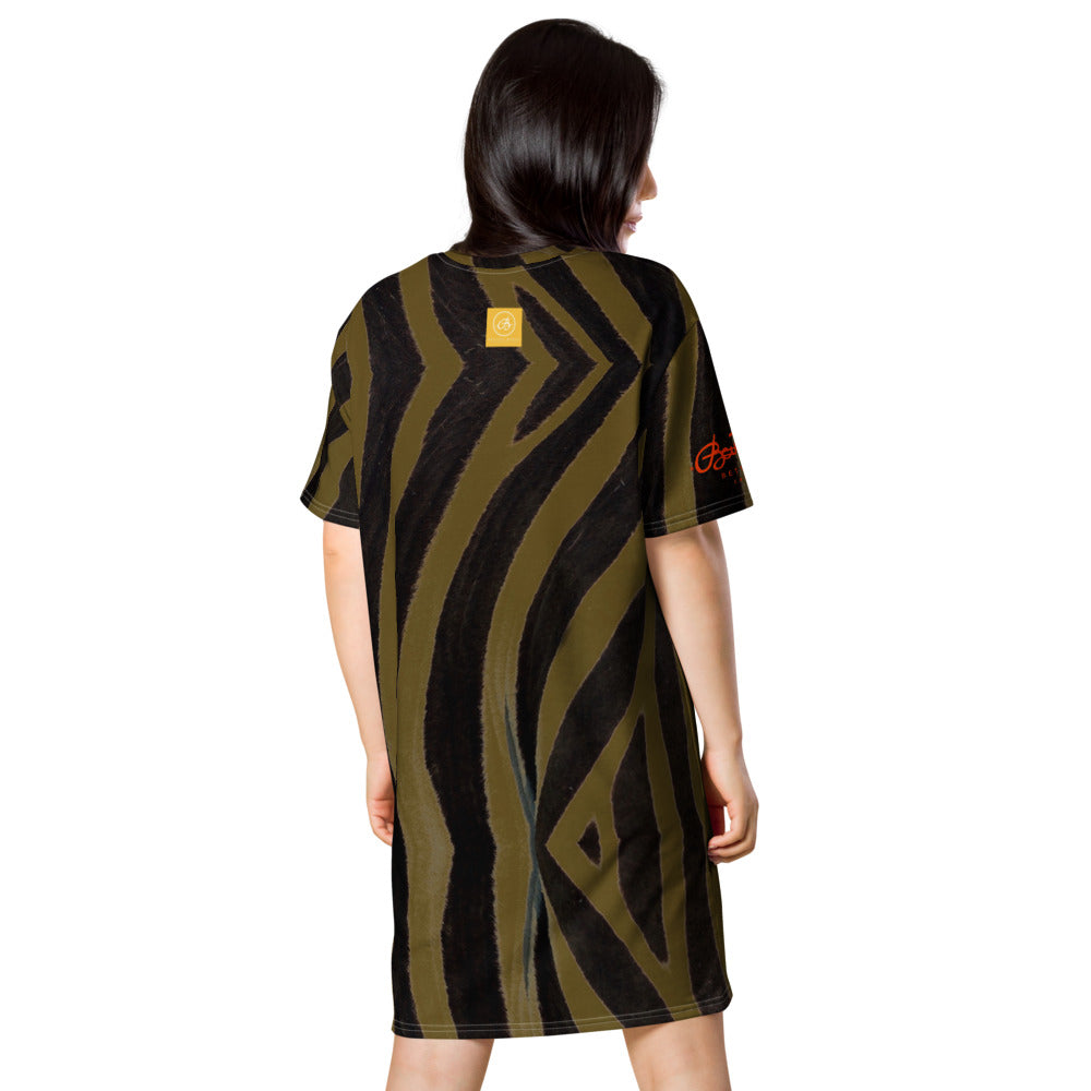 Olive Zebra T-shirt dress