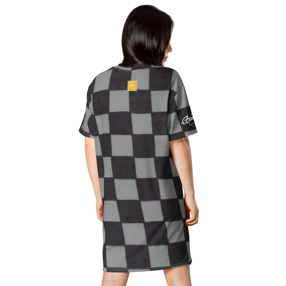 Grey Checkerboard T-shirt dress