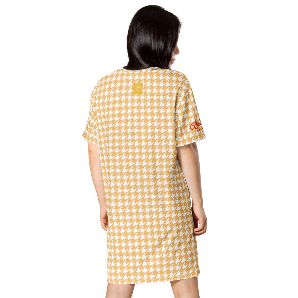 Banana Houndstooth T-shirt dress