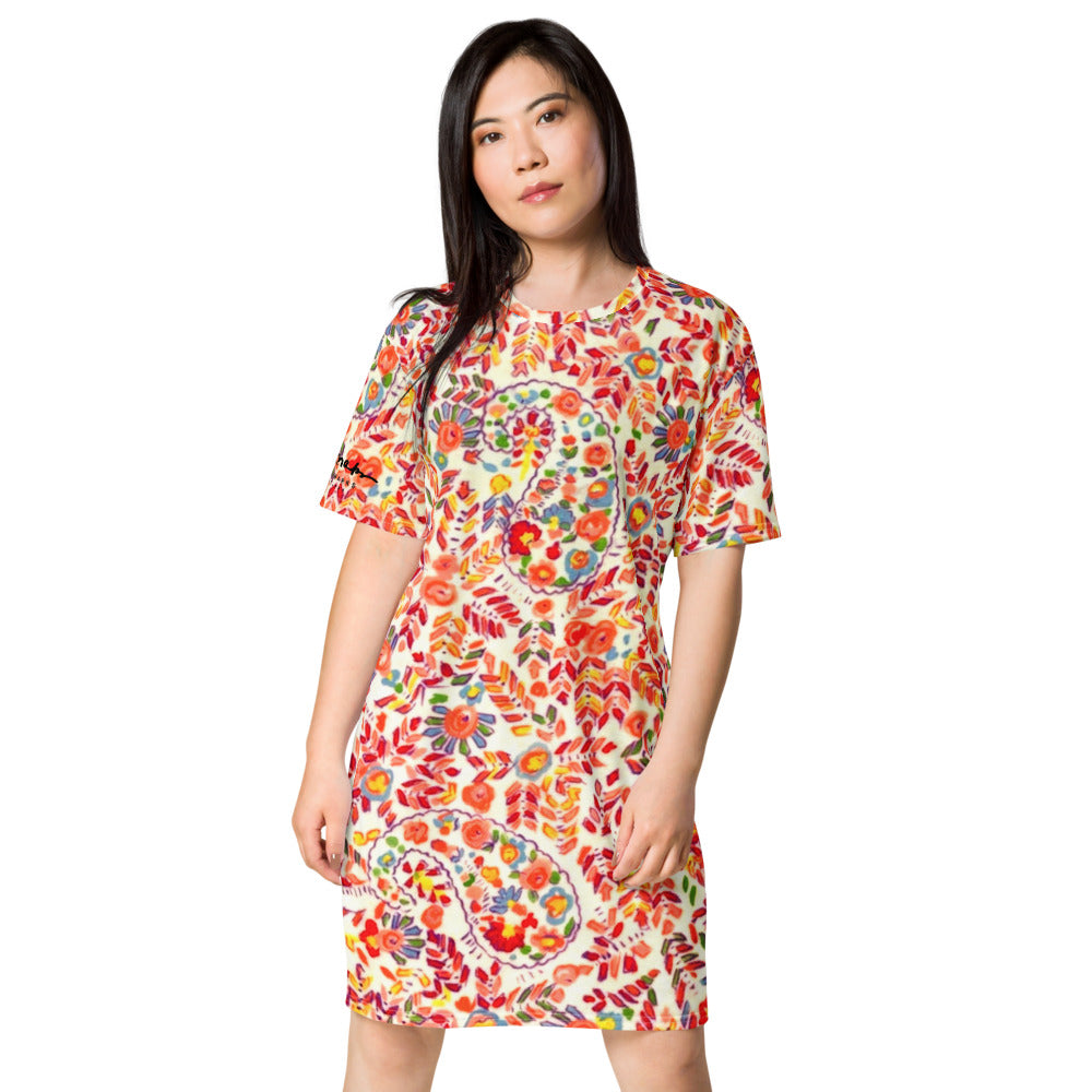 Retro Paisley T-shirt dress