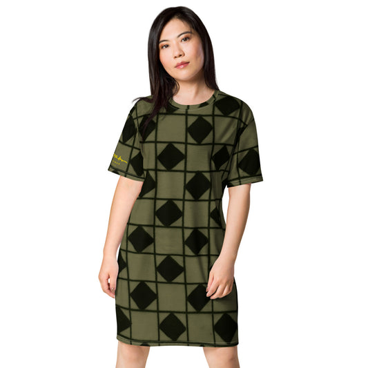 Khaki Optical T-shirt dress