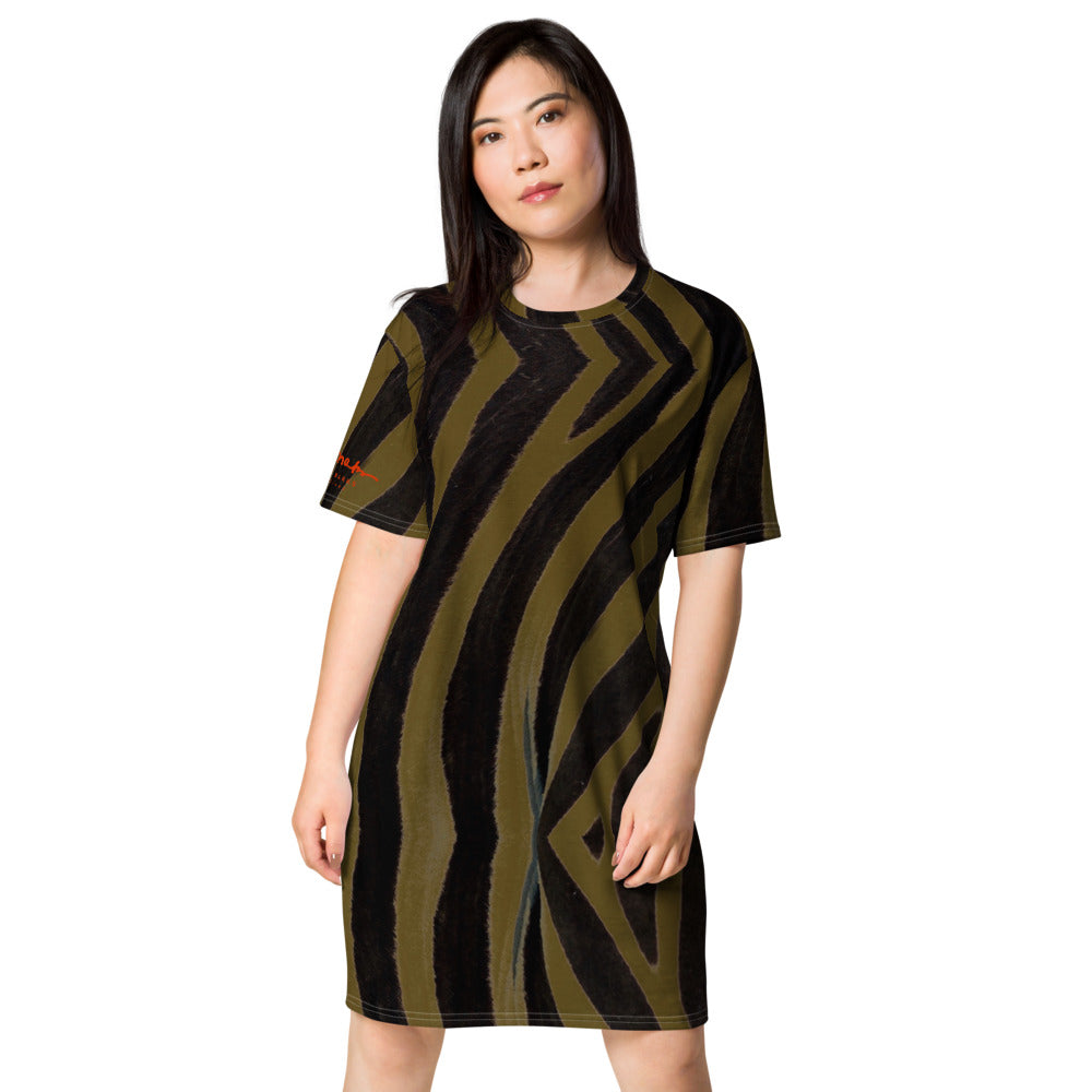 Olive Zebra T-shirt dress