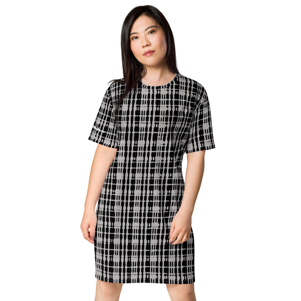 Grey Tight Plaid T-shirt dress