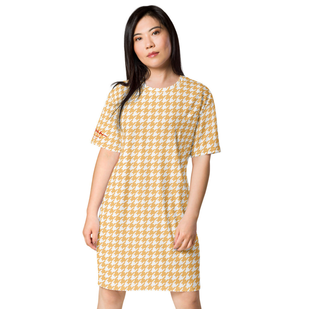 Banana Houndstooth T-shirt dress