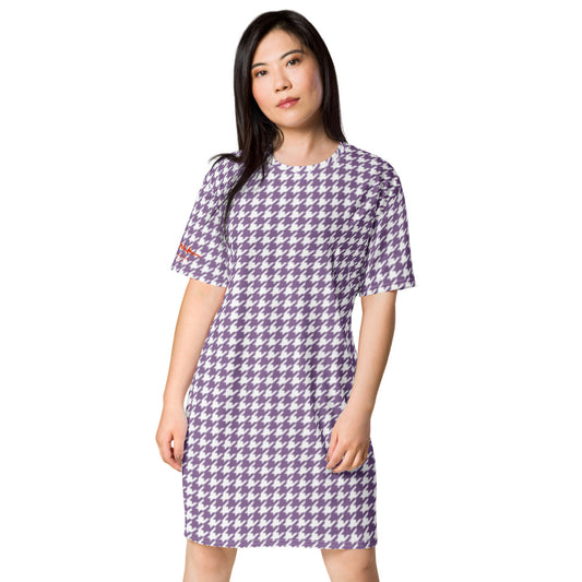 Lilac Houndstooth T-shirt dress