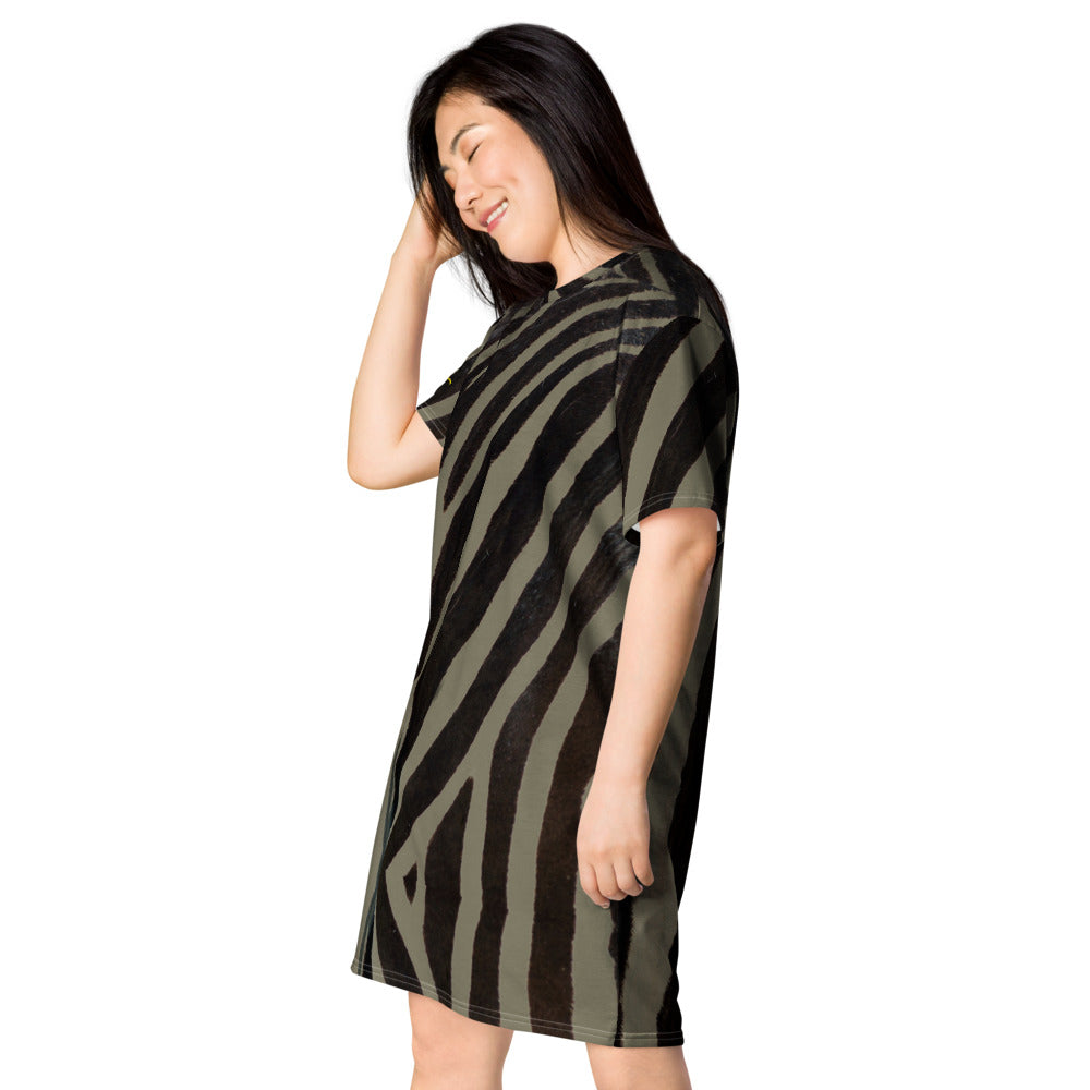 Khaki Zebra T-shirt dress