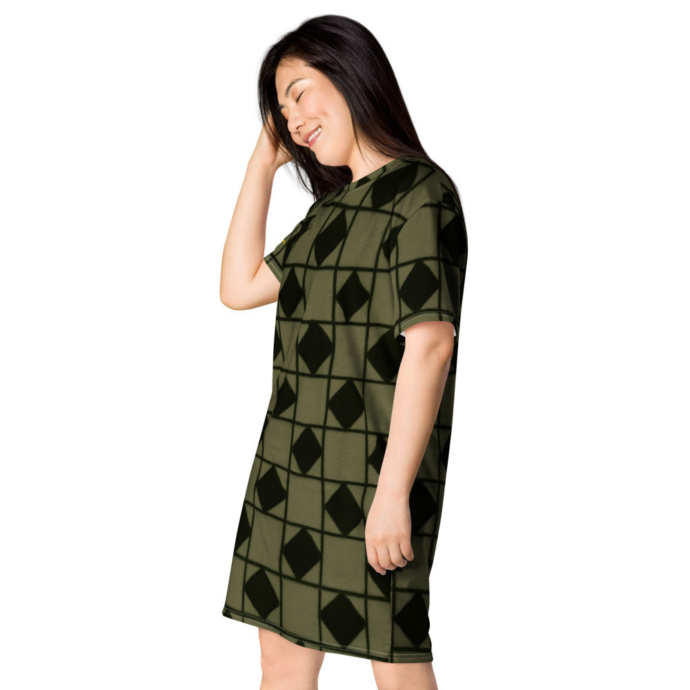 Khaki Optical T-shirt dress