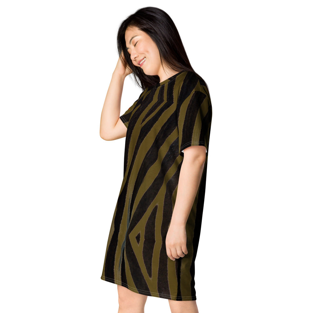 Olive Zebra T-shirt dress