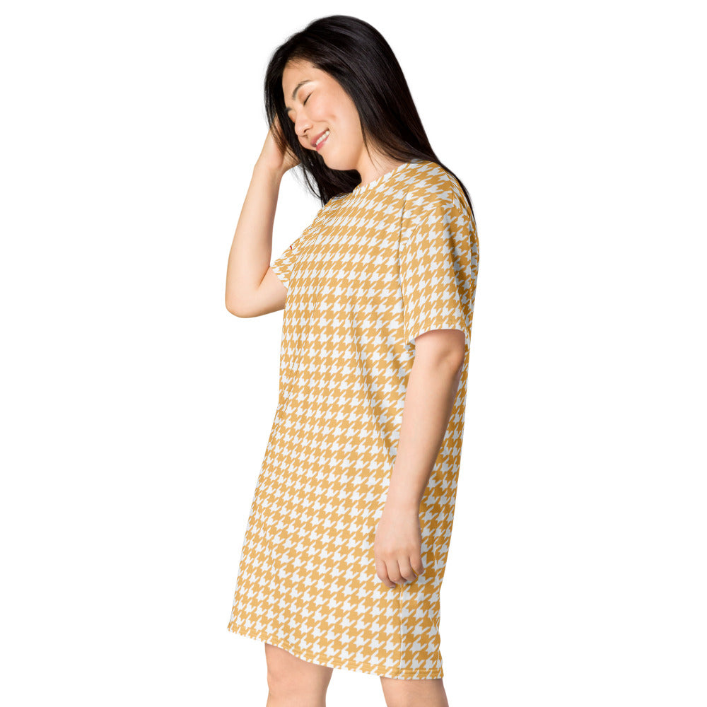 Banana Houndstooth T-shirt dress