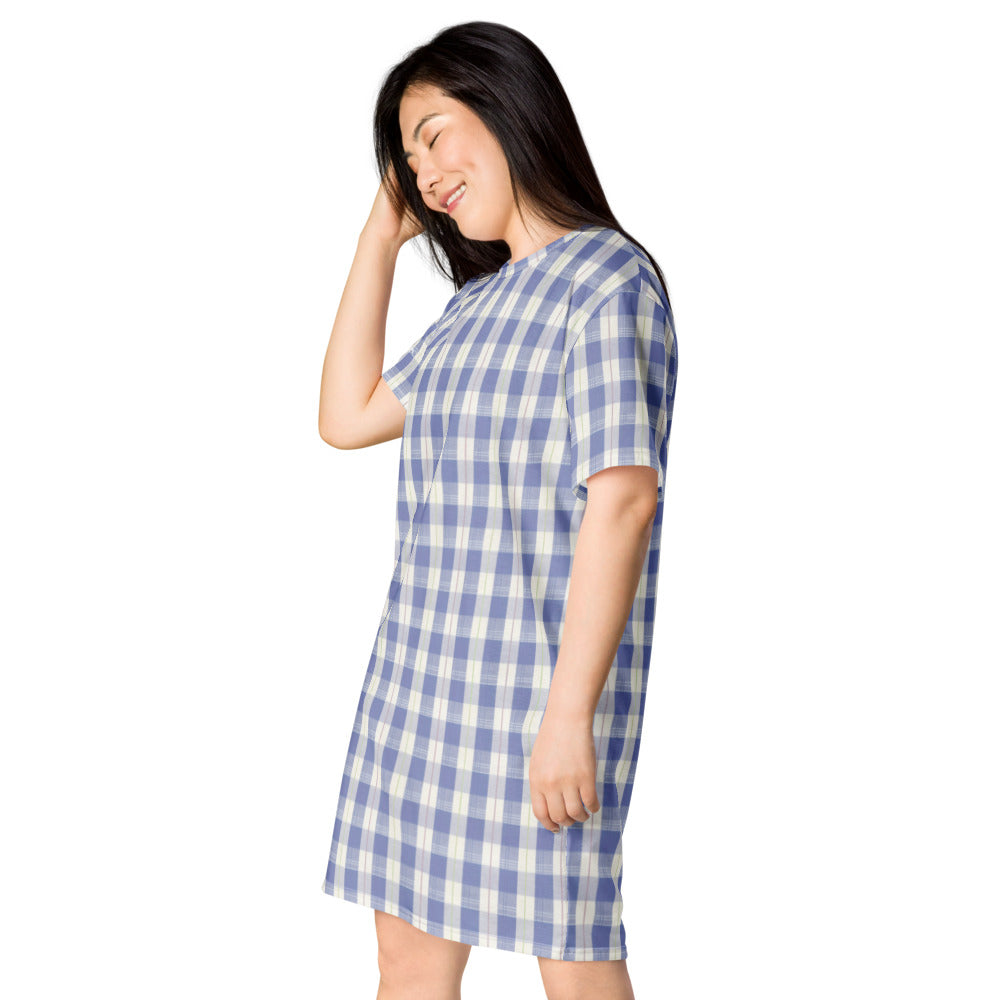 Navy Plaid T-shirt dress