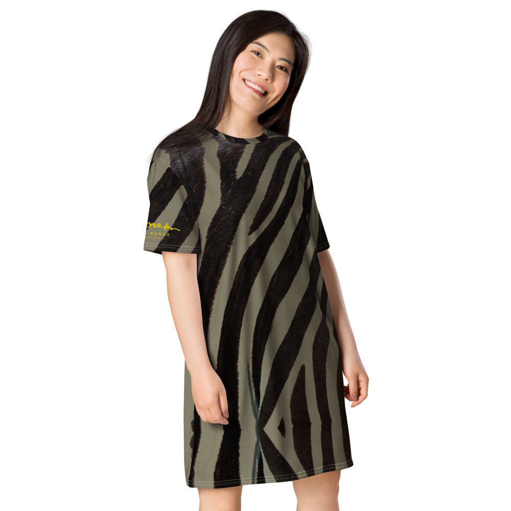 Khaki Zebra T-shirt dress