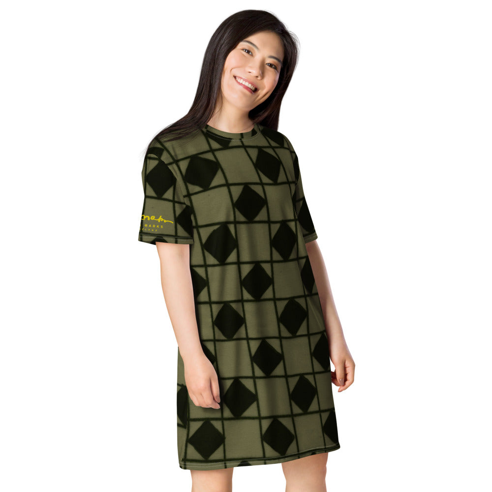 Khaki Optical T-shirt dress