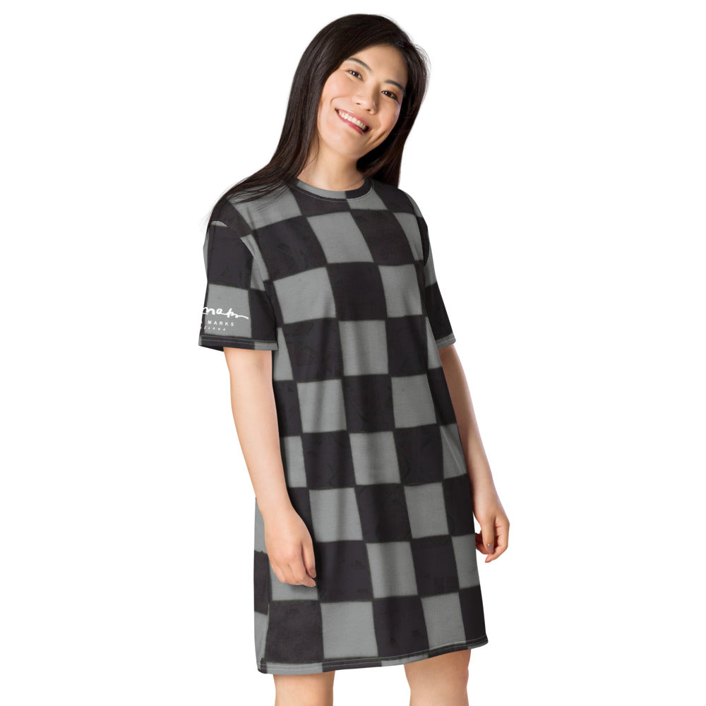 Grey Checkerboard T-shirt dress