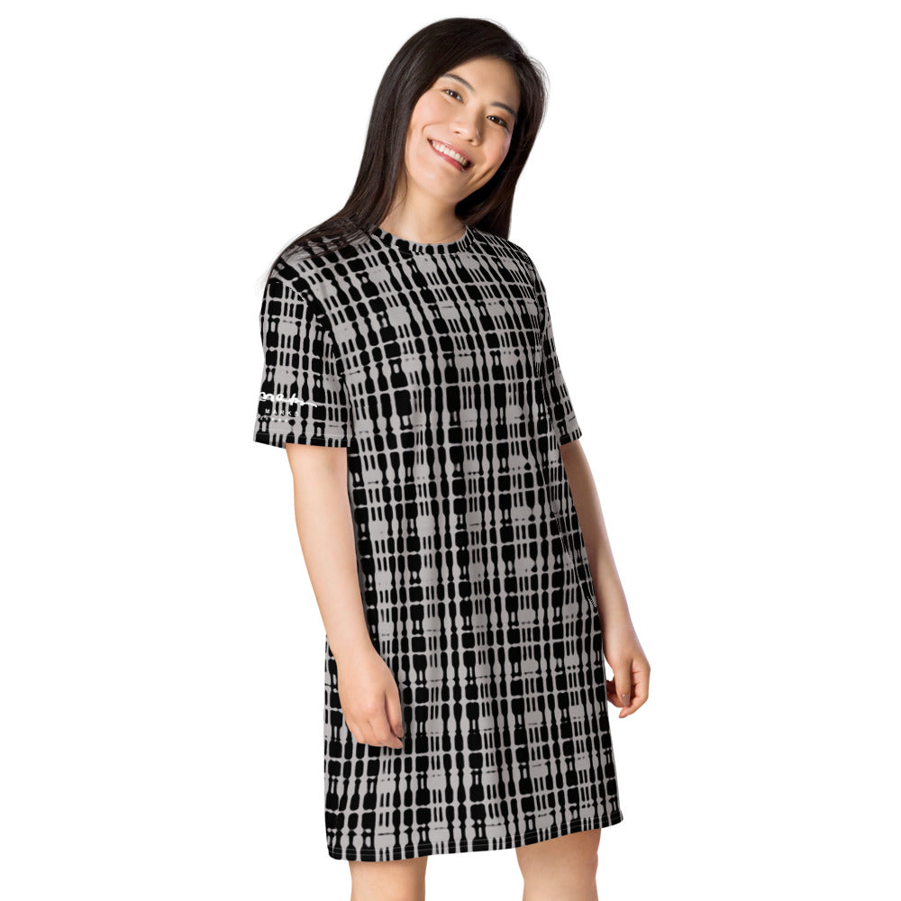 Grey Tight Plaid T-shirt dress