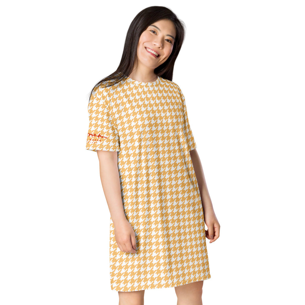 Banana Houndstooth T-shirt dress