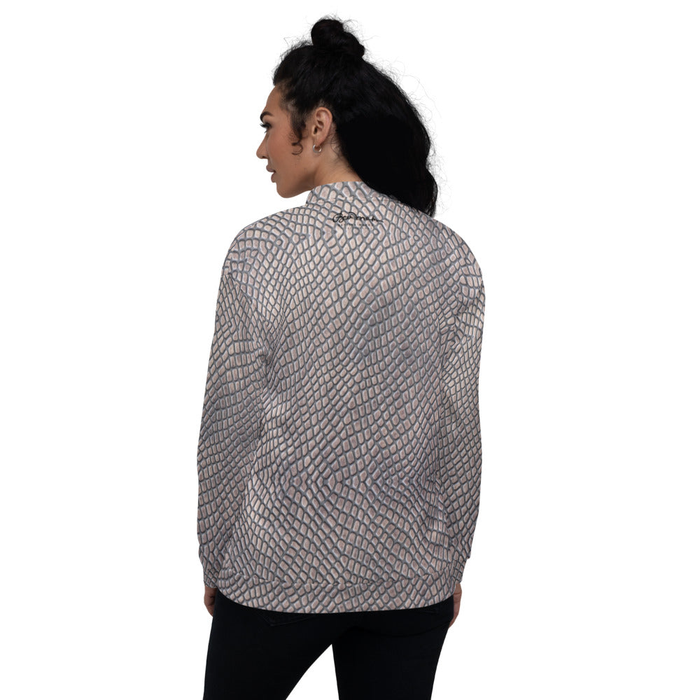 Recycled Unisex Bomber Jacket - Croc Print - Women