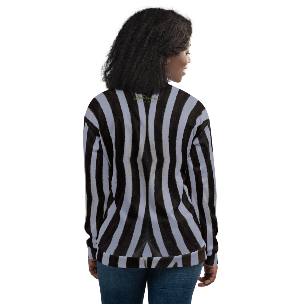 Recycled Unisex Bomber Jacket - Grey Zebra - Women