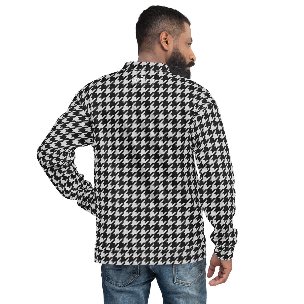 Recycled Unisex Bomber Jacket - B&W Houndstooth - Men