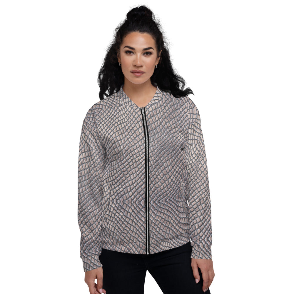 Recycled Unisex Bomber Jacket - Croc Print - Women