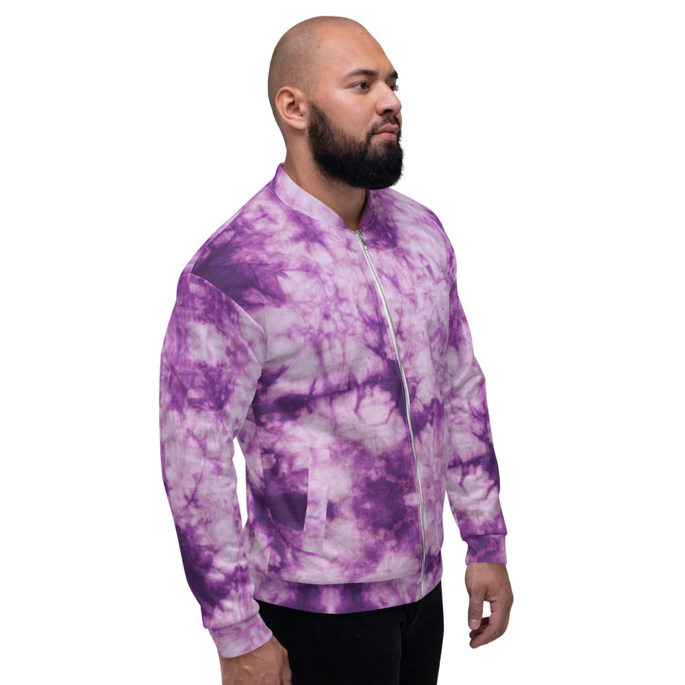 Unisex Bomber Jacket - Purple Tie Dye - Men