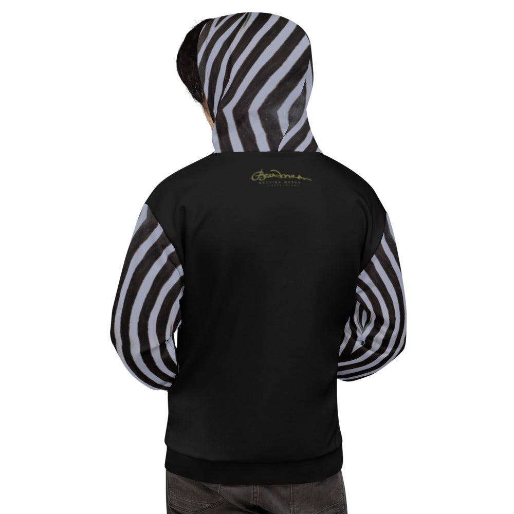 Recycled Unisex Hoodie- Engineered Grey Zebra - Men