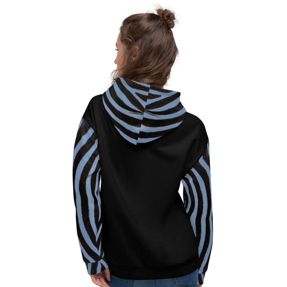 Recycled Unisex Hoodie - Engineered Blue Zebra - Women