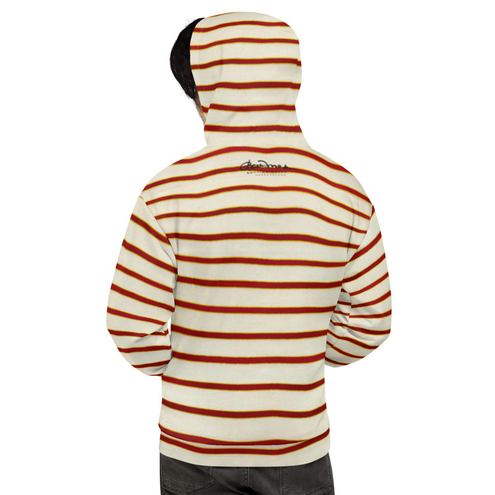 Recycled Unisex Hoodie - Red White Stripe - Men