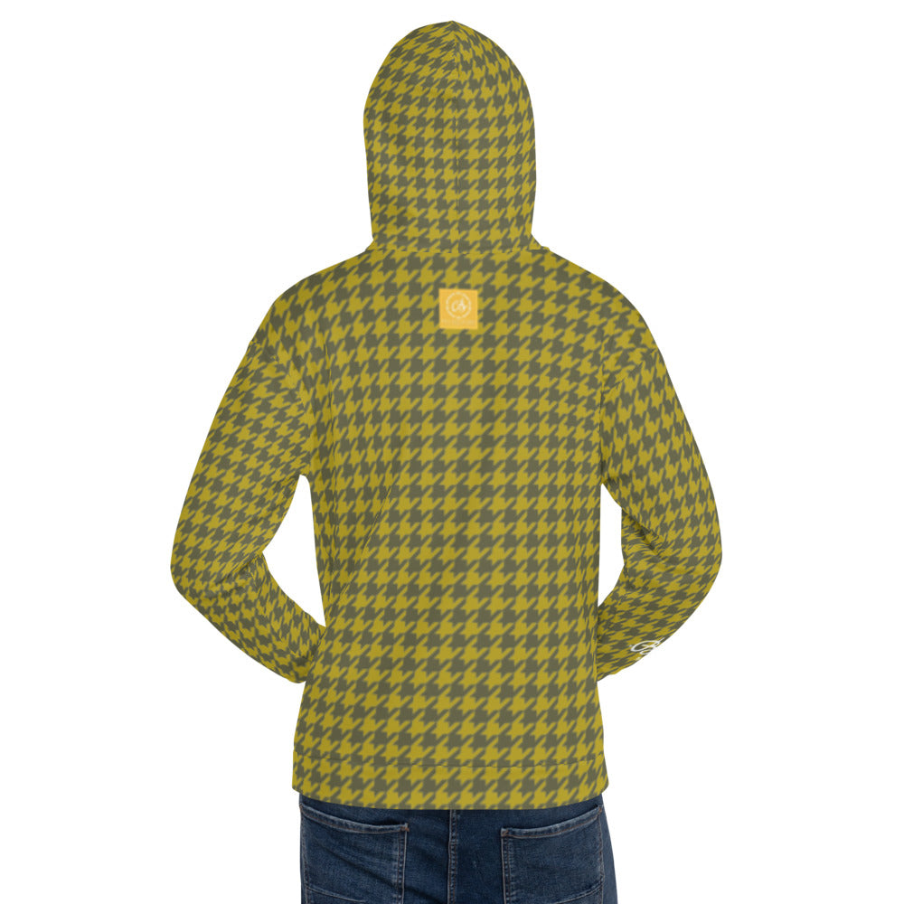 Recycled Unisex Hoodie - Olive Houndstooth - Men