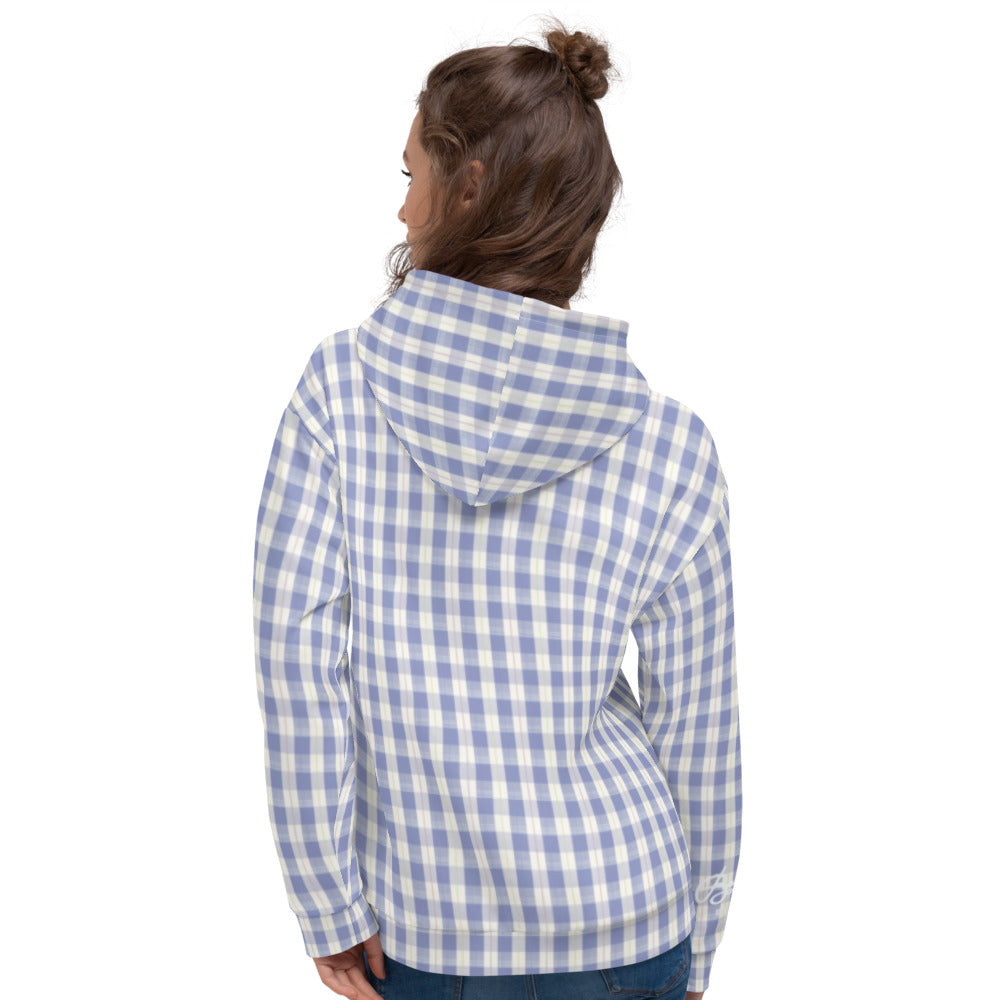 Recycled Unisex Hoodie - Navy Plaid - Women